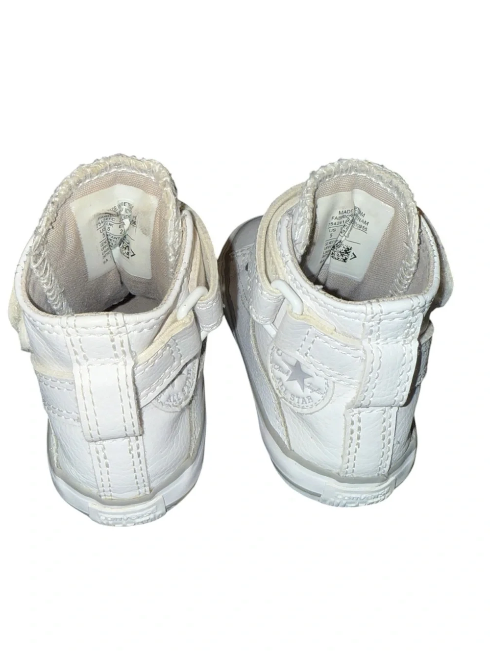 Converse Unisex Brea Toddler White High-Top Sneakers with Strap, Chuck taylor